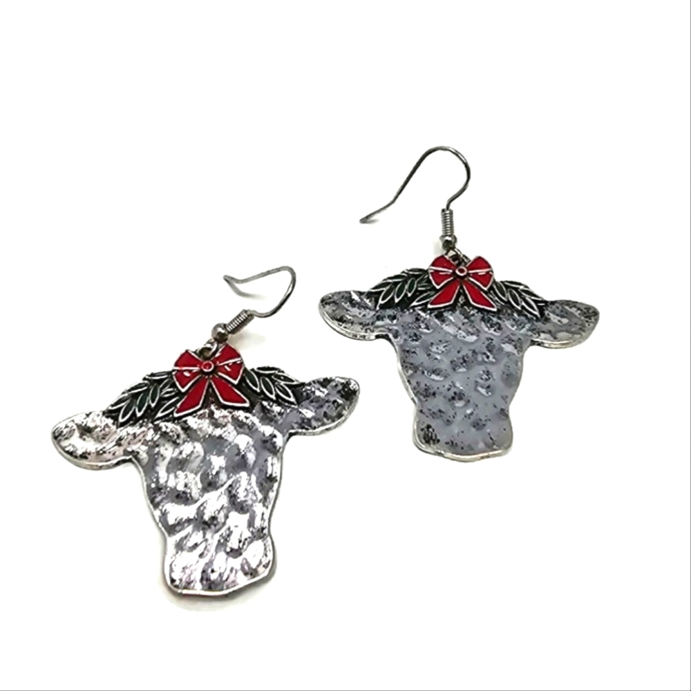 Hippie | Christmas Cow Dangle Earrings New! - Picture 9 of 9